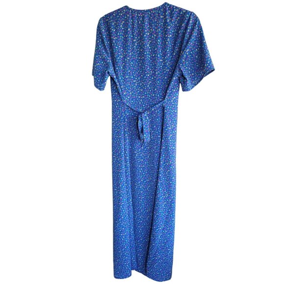 Things Between Blue Ditsy Floral Prairie Midi Tea Dress Boho Cottagecore Indie S - Picture 3 of 13